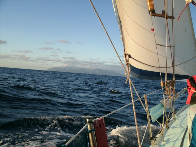 Xebec and Nacho arriving at Flores island after a 30 days passage