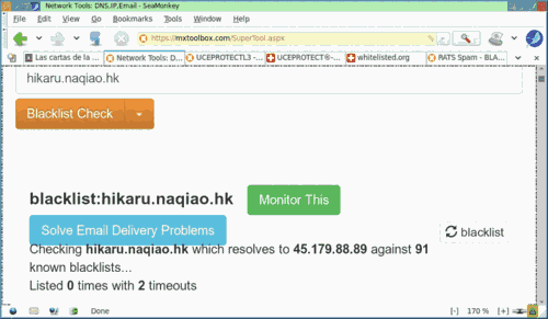 18/2/2022: mi servidor de correo hikaru.naqiao.hk no aparece en ninguna lista negra <b>pública</b>